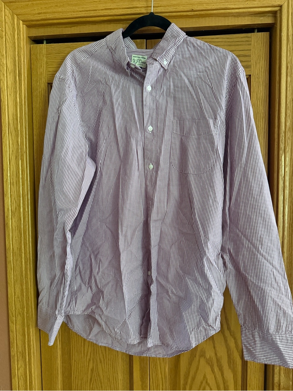 Classic Button-Down Men's Shirt - Burgundy Check